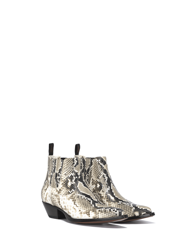 HIDALGO Men's Ankle Boots in Natural Printed Python_ Side_01